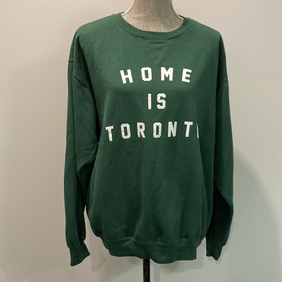 Peace Collective Green HOME IS TORONTO Long Sleeve Crewneck Sweatshirt XL - Picture 2 of 8